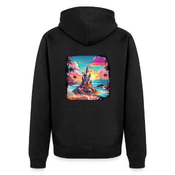 Sandcastle / Building / Playing / Castle / Holiday - Unisex Premium Organic Zip Hoodie - black - Back - Nico (187cm)