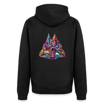 Sandcastle / Building / Playing / Castle / Holiday - Unisex Premium Organic Zip Hoodie - black - Back - Nico (187cm)