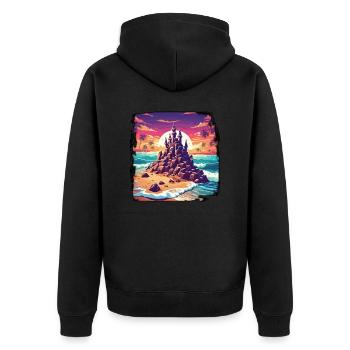 Sandcastle / Building / Playing / Castle / Holiday - Unisex Premium Organic Zip Hoodie - black - Back - Nico (187cm)