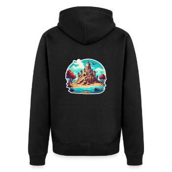 Sandcastle / Building / Playing / Castle / Holiday - Unisex Premium Organic Zip Hoodie - black - Back - Nico (187cm)