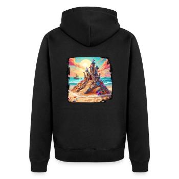Sandcastle / Building / Playing / Castle / Holiday - Unisex Premium Organic Zip Hoodie - black - Back - Nico (187cm)