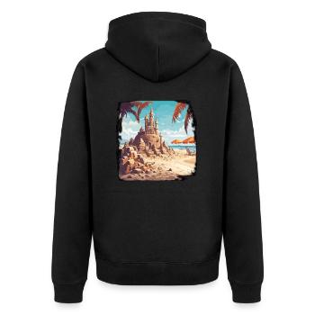 Sandcastle / Building / Playing / Castle / Holiday - Unisex Premium Organic Zip Hoodie - black - Back - Nico (187cm)