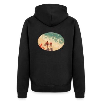 Surfer am Strand - Unisex Premium Bio Zip Hoodie - Schwarz - Hinten - Nico (187cm)