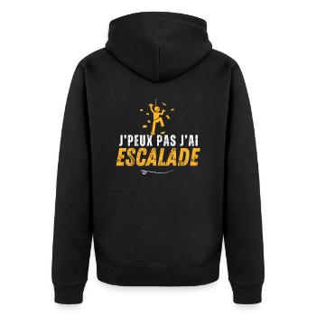 I CAN'T CLIMB - Unisex Premium Organic Zip Hoodie - black - Back - Nico (187cm)