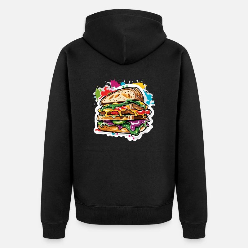 Sandwich / Sandwich / Nourriture / Épicerie - Veste à capuche bio Premium Unisexe - noir