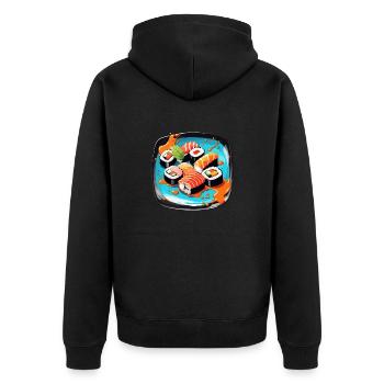 Sushi / Maki / Nigiri / Wasabi /Asian - Unisex Premium Organic Zip Hoodie - black - Back - Nico (187cm)