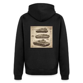 Bauplan / Sepia / Vintage / Retro / Roboter - Unisex Premium Bio Zip Hoodie - Schwarz - Hinten - Nico (187cm)