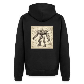 Bauplan / Sepia / Vintage / Retro / Roboter - Unisex Premium Bio Zip Hoodie - Schwarz - Hinten - Nico (187cm)