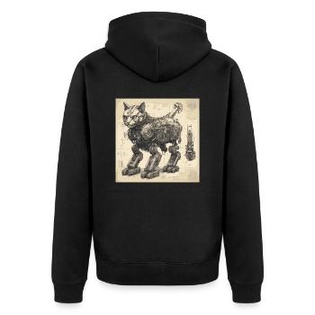 Plan / Sépia / Vintage / Rétro / Robot - Veste à capuche bio Premium Unisexe - noir - Dos - Nico (187cm)