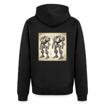Plan / Sépia / Vintage / Rétro / Robot - Veste à capuche bio Premium Unisexe - noir - Dos - Nico (187cm)