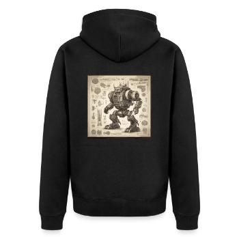Plan / Sépia / Vintage / Rétro / Robot - Veste à capuche bio Premium Unisexe - noir - Dos - Nico (187cm)