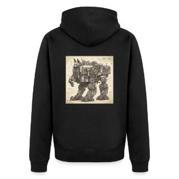 Plan / Sépia / Vintage / Rétro / Robot - Veste à capuche bio Premium Unisexe - noir - Dos - Nico (187cm)