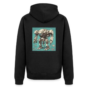 Bauplan / Sepia / Vintage / Retro / Roboter - Unisex Premium Bio Zip Hoodie - Schwarz - Hinten - Nico (187cm)