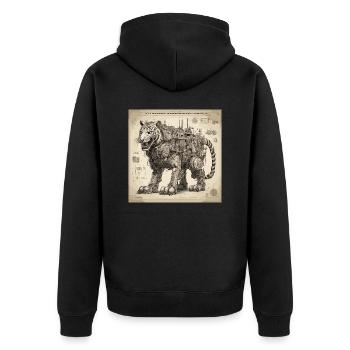 Plan / Sépia / Vintage / Rétro / Robot - Veste à capuche bio Premium Unisexe - noir - Dos - Nico (187cm)