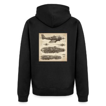 Plan / Sépia / Vintage / Rétro / Robot - Veste à capuche bio Premium Unisexe - noir - Dos - Nico (187cm)