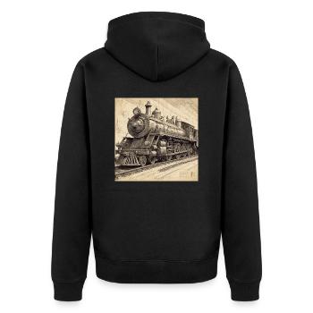 Plan / Sépia / Vintage / Rétro / Robot - Veste à capuche bio Premium Unisexe - noir - Dos - Nico (187cm)