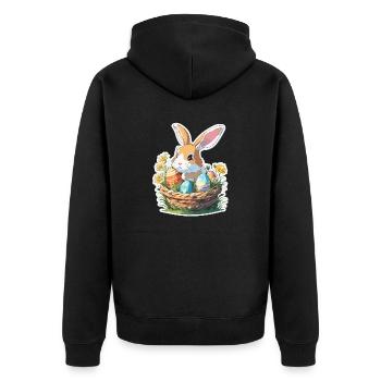 Easter Bunny / Easter / Eggs / Holidays / Easter - Unisex Premium Organic Zip Hoodie - black - Back - Nico (187cm)