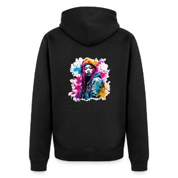 Rapper / Hip Hop / Song / Cool / Rhymes / Beat - Unisex Premium Organic Zip Hoodie - black - Back - Nico (187cm)