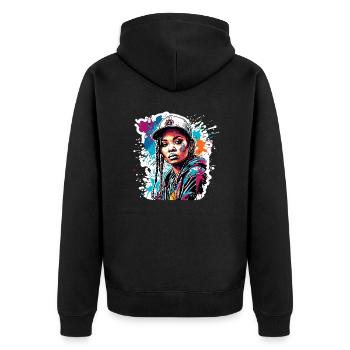 Rapper / Hip Hop / Song / Cool / Rhymes / Beat - Unisex Premium Organic Zip Hoodie - black - Back - Nico (187cm)