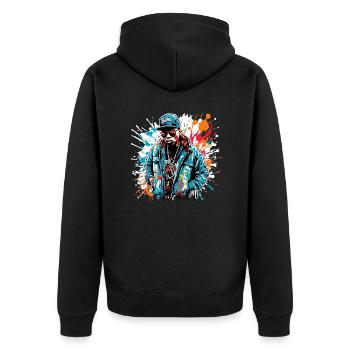 Rapper / Hip Hop / Song / Cool / Rhymes / Beat - Unisex Premium Organic Zip Hoodie - black - Back - Nico (187cm)
