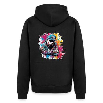 Rapper / Hip Hop / Song / Cool / Rhymes / Beat - Unisex Premium Organic Zip Hoodie - black - Back - Nico (187cm)