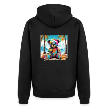 Teddybär / Kuscheltier / Stofftier / Geschenkidee - Unisex Premium Bio Zip Hoodie - Schwarz - Hinten - Nico (187cm)