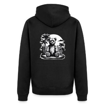 Teddybär / Kuscheltier / Stofftier / Geschenkidee - Unisex Premium Bio Zip Hoodie - Schwarz - Hinten - Nico (187cm)