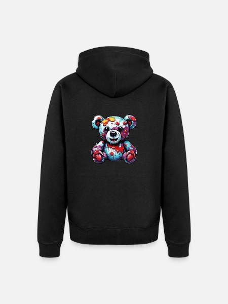 Teddybär / Kuscheltier / Stofftier / Geschenkidee - Unisex Premium Bio Zip Hoodie - Schwarz