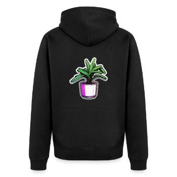 Zimmerpflanze / Topfpflanze / Dekoration / Topf - Unisex Premium Bio Zip Hoodie - Schwarz - Hinten - Nico (187cm)