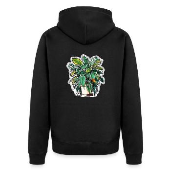 Zimmerpflanze / Topfpflanze / Dekoration / Topf - Unisex Premium Bio Zip Hoodie - Schwarz - Hinten - Nico (187cm)