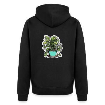 Zimmerpflanze / Topfpflanze / Dekoration / Topf - Unisex Premium Bio Zip Hoodie - Schwarz - Hinten - Nico (187cm)