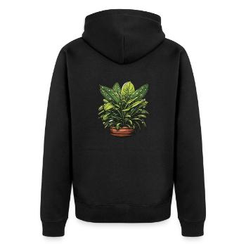 Zimmerpflanze / Topfpflanze / Dekoration / Topf - Unisex Premium Bio Zip Hoodie - Schwarz - Hinten - Nico (187cm)