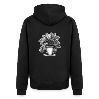 Zimmerpflanze / Topfpflanze / Dekoration / Topf - Unisex Premium Bio Zip Hoodie - Schwarz - Hinten - Nico (187cm)