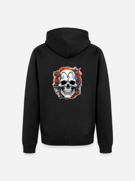 Skull / Skull / Skeleton / Gothic / Tattoo - Unisex Premium Organic Zip Hoodie - black