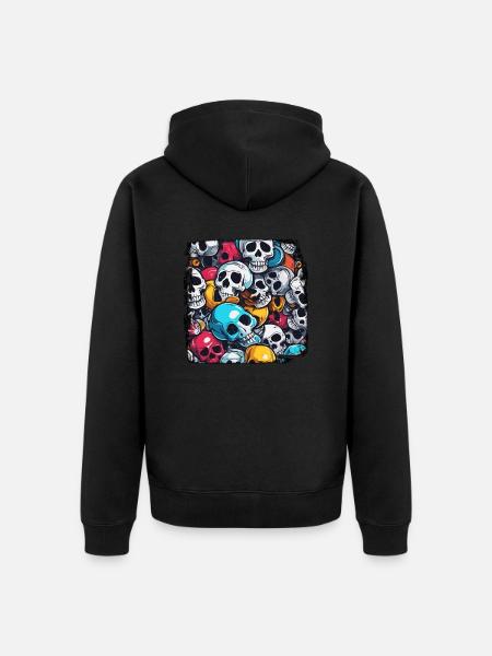Skull / Skull / Skeleton / Gothic / Tattoo - Unisex Premium Organic Zip Hoodie - black