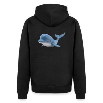 Willibald der freundliche Wal - Unisex Premium Bio Zip Hoodie - Schwarz - Hinten - Nico (187cm)