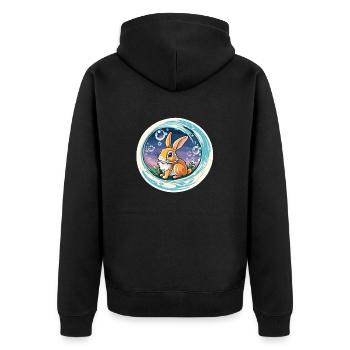 Animal in Soap Bubble / Childlike / Cute / Bunny - Unisex Premium Organic Zip Hoodie - black - Back - Nico (187cm)
