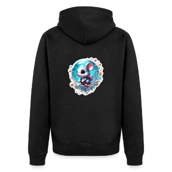 Animal dans une bulle de savon / enfantin / mignon / souris - Veste à capuche bio Premium Unisexe - noir - Dos - Nico (187cm)