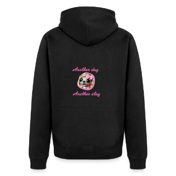 Maus, Hamster, schleife ,animation - Unisex Premium Bio Zip Hoodie - Schwarz - Hinten - Nico (187cm)