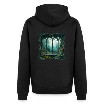 Window in the Forest / Trees / View / Wilderness - Unisex Premium Organic Zip Hoodie - black - Back - Nico (187cm)