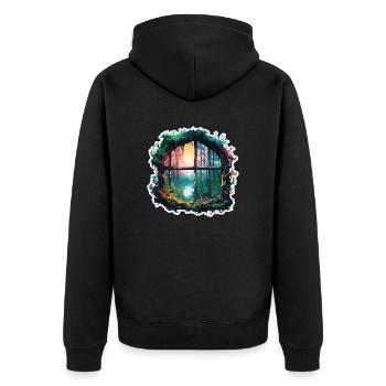 Window in the Forest / Trees / View / Wilderness - Unisex Premium Organic Zip Hoodie - black - Back - Nico (187cm)