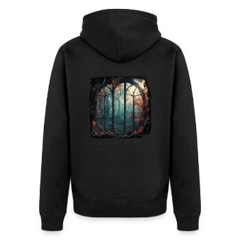 Window in the Forest / Trees / View / Wilderness - Unisex Premium Organic Zip Hoodie - black - Back - Nico (187cm)