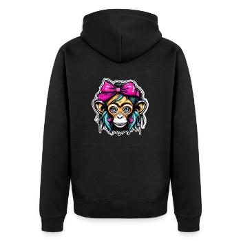 Singe mignon / Fille de singe / Mignon / noeud de cheveux - Veste à capuche bio Premium Unisexe - noir - Dos - Nico (187cm)