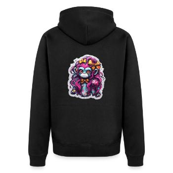 Singe mignon / Fille de singe / Mignon / noeud de cheveux - Veste à capuche bio Premium Unisexe - noir - Dos - Nico (187cm)