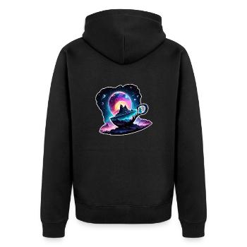 Silhouette / Forêt / Portrait / Arbres / Mug - Veste à capuche bio Premium Unisexe - noir - Dos - Nico (187cm)