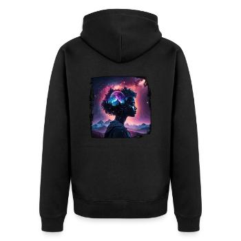 Silhouette / Wald / Porträt / Bäume / Person - Unisex Premium Bio Zip Hoodie - Schwarz - Hinten - Nico (187cm)