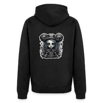 Poupée d’horreur / Halloween / Effrayant / Sombre - Veste à capuche bio Premium Unisexe - noir - Dos - Nico (187cm)