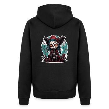 Poupée d’horreur / Halloween / Effrayant / Sombre - Veste à capuche bio Premium Unisexe - noir - Dos - Nico (187cm)