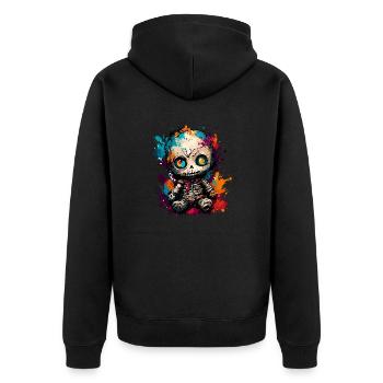 Poupée d’horreur / Halloween / Effrayant / Sombre - Veste à capuche bio Premium Unisexe - noir - Dos - Nico (187cm)