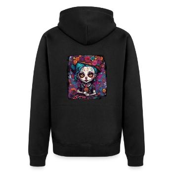 Poupée d’horreur / Halloween / Effrayant / Sombre - Veste à capuche bio Premium Unisexe - noir - Dos - Nico (187cm)